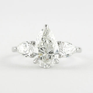 1.50 CT Pear Cut Three Stone Style Moissanite Engagement Ring - Barbara Maison 