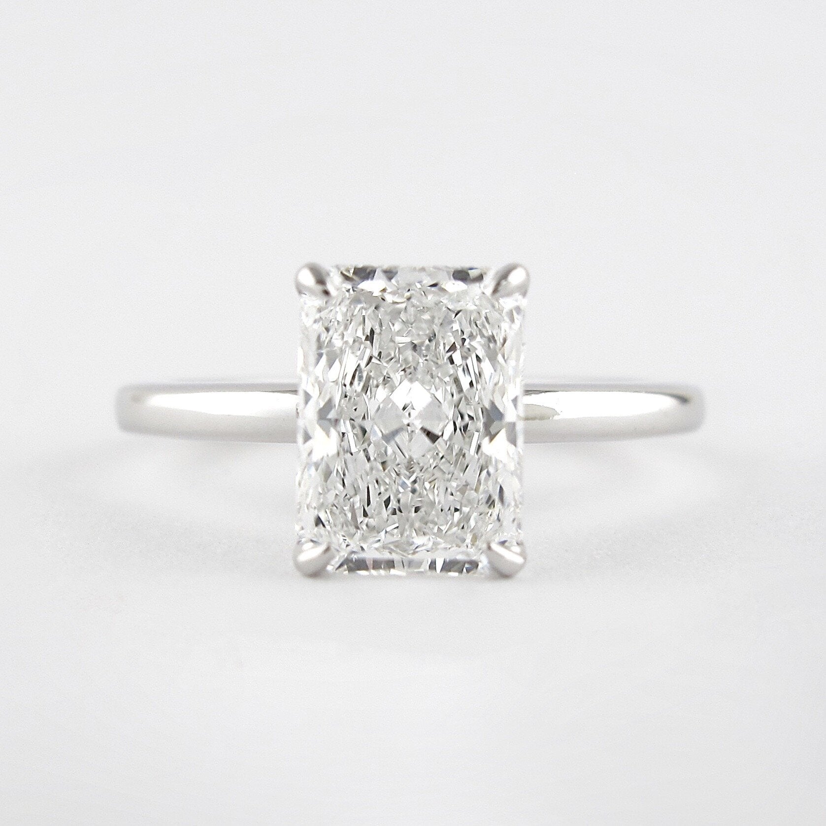 1.8 CT Radiant Cut Solitaire Style Moissanite Engagement Ring - Barbara Maison 