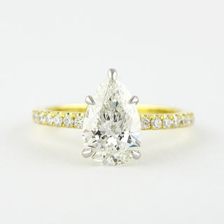 0.94 CT Pear Solitaire & Pave Setting Moissanite Engagement Ring - Barbara Maison 