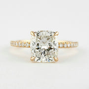 1.5 CT Cushion Hidden Halo & Pave Moissanite Engagement Ring - Barbara Maison 
