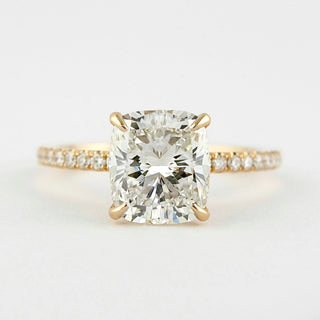 1.5 CT Cushion Hidden Halo & Pave Moissanite Engagement Ring - Barbara Maison 