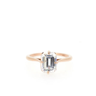 1.6 CT Emerald Cut Solitaire Moissanite Engagement Ring - Barbara Maison 