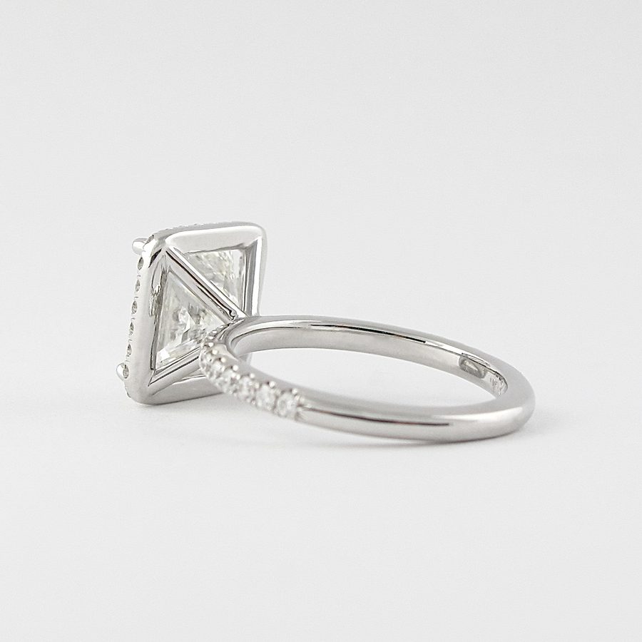 2.0 CT Princess Cut Halo Style Moissanite Engagement Ring - Barbara Maison 