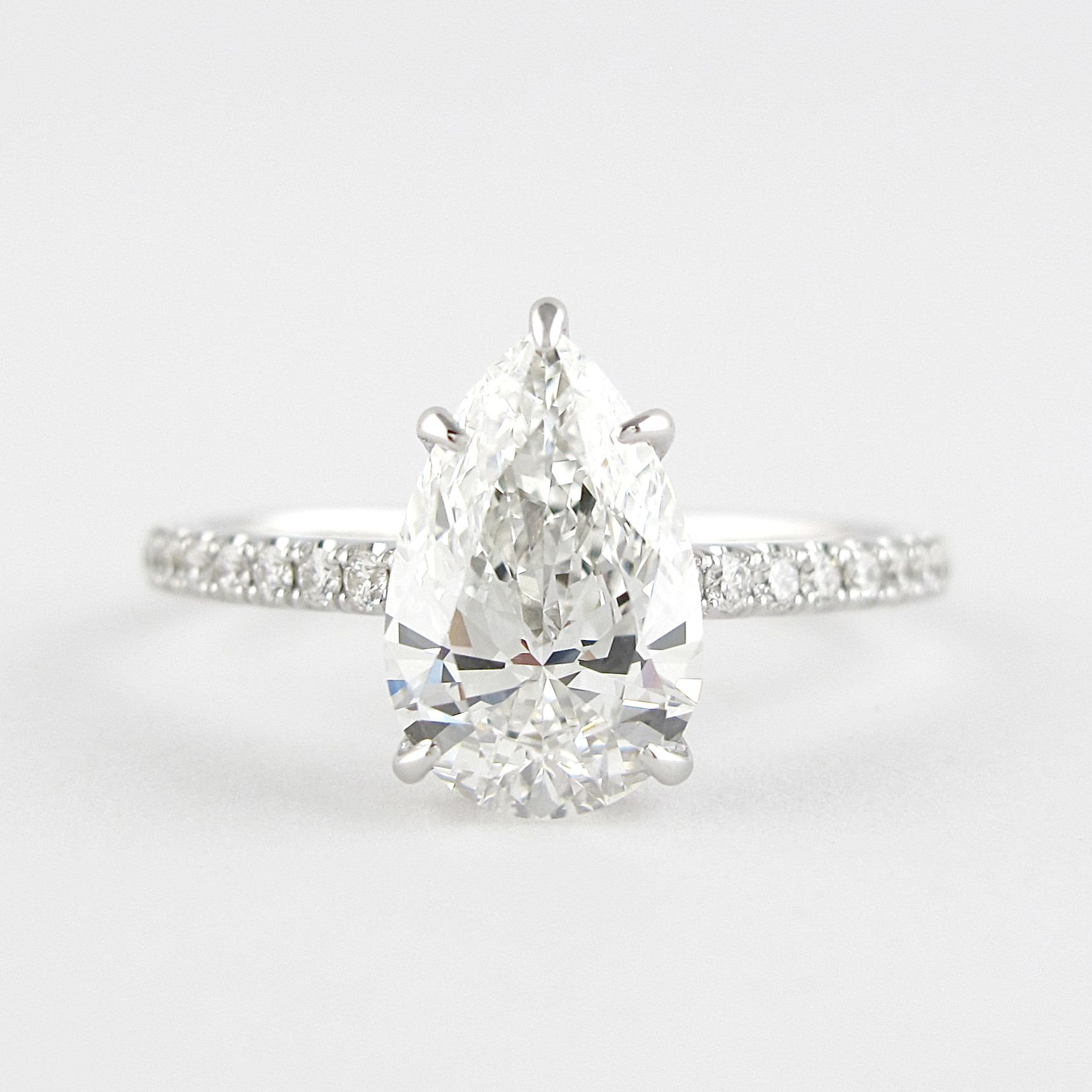 1.5 CT Pear Cut Pave Setting Moissanite Engagement Ring - Barbara Maison 