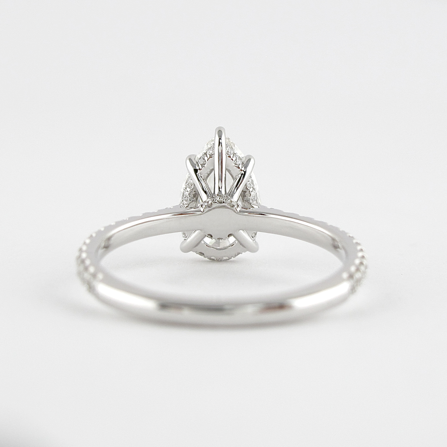 1.5 CT Pear Cut Pave Setting Moissanite Engagement Ring - Barbara Maison 