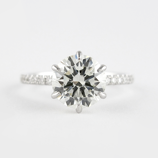 1.20 CT Round Solitaire & Pave Setting Moissanite Engagement Ring - Barbara Maison 