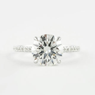 1.0 CT Round Hidden Halo and Pave Setting Moissanite Engagement Ring - Barbara Maison 