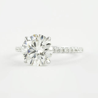 1.0 CT Round Hidden Halo and Pave Setting Moissanite Engagement Ring - Barbara Maison 