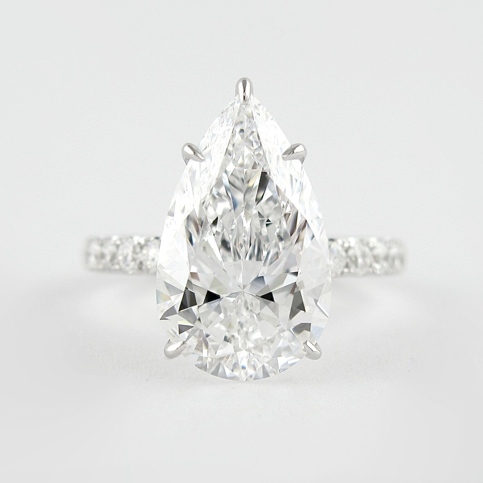 2.10 CT Pear Cut Hidden Halo & Pave Moissanite Engagement Ring - Barbara Maison 