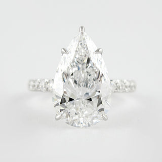 2.10 CT Pear Cut Hidden Halo & Pave Moissanite Engagement Ring - Barbara Maison 