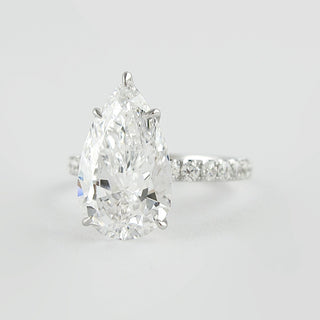 2.10 CT Pear Cut Hidden Halo & Pave Moissanite Engagement Ring - Barbara Maison 