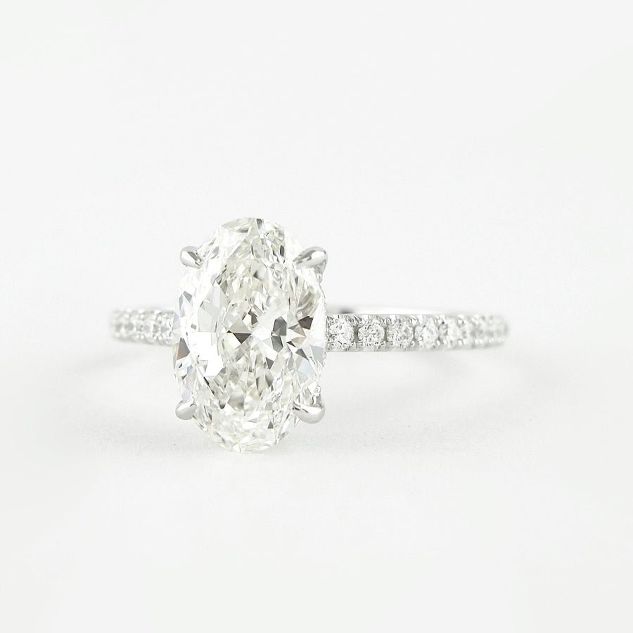 1.91 CT Oval Double Hidden Halo & Pave Moissanite Engagement Ring - Barbara Maison 