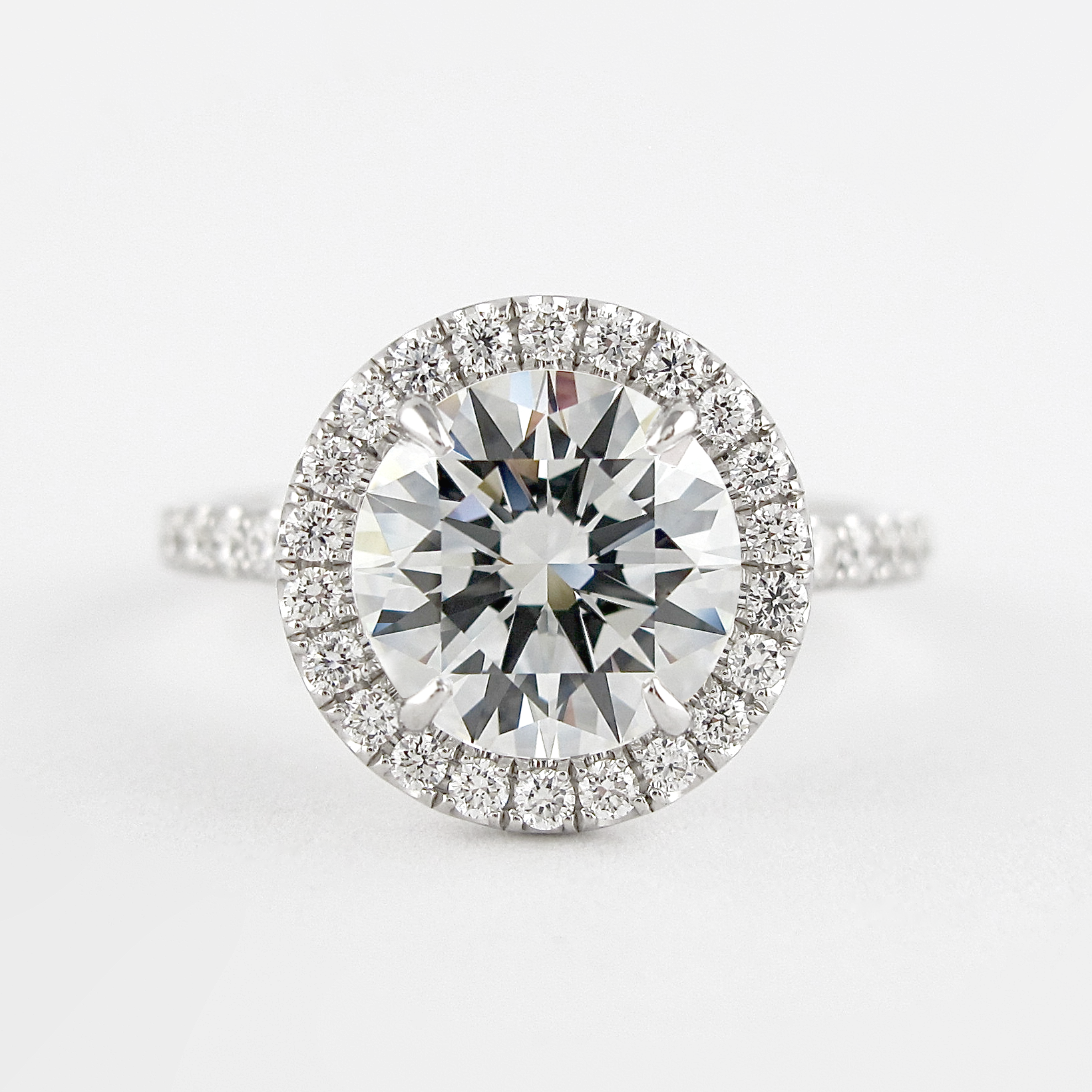 1.0 CT Round Cut Halo Style Moissanite Engagement Ring - Barbara Maison 