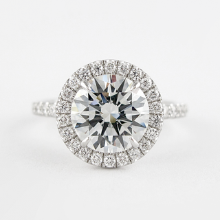 1.0 CT Round Cut Halo Style Moissanite Engagement Ring - Barbara Maison 