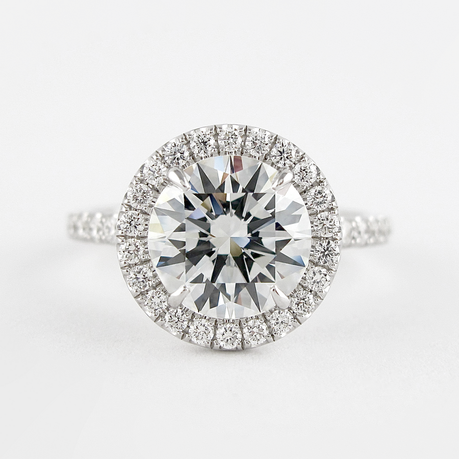 1.0 CT Round Cut Halo Style Moissanite Engagement Ring - Barbara Maison 