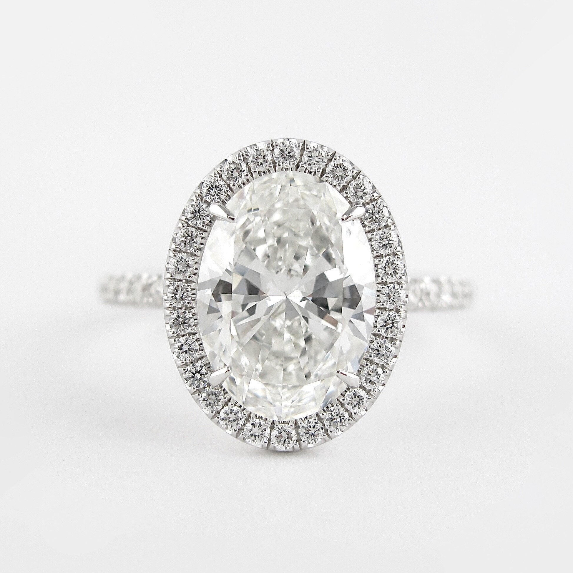 2.72 CT Oval Cut Halo Style Moissanite Engagement Ring - Barbara Maison 