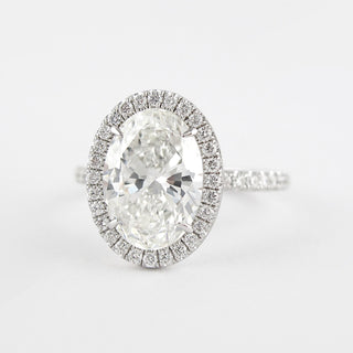 2.72 CT Oval Cut Halo Style Moissanite Engagement Ring - Barbara Maison 