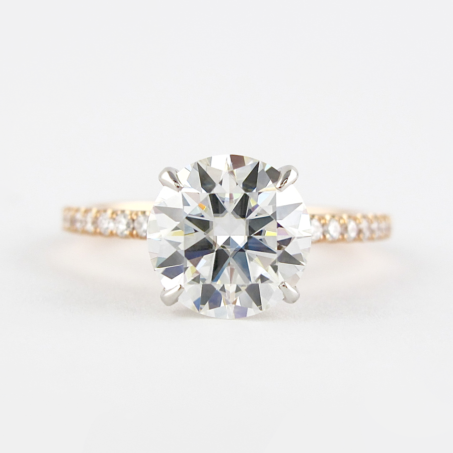1.5 CT Round Hidden Halo & Pave Moissanite Engagement Ring - Barbara Maison 