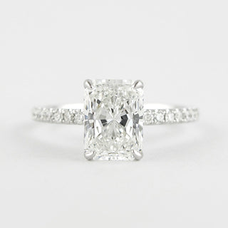 1.8 CT Radiant Solitaire & Pave Moissanite Engagement Ring - Barbara Maison 