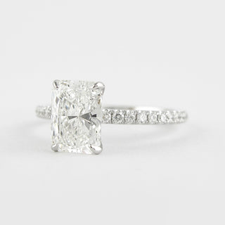 1.8 CT Radiant Solitaire & Pave Moissanite Engagement Ring - Barbara Maison 