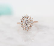 1.91 CT Oval Cut Halo Moissanite Engagement Ring - Barbara Maison 