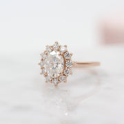 1.91 CT Oval Cut Halo Moissanite Engagement Ring - Barbara Maison 