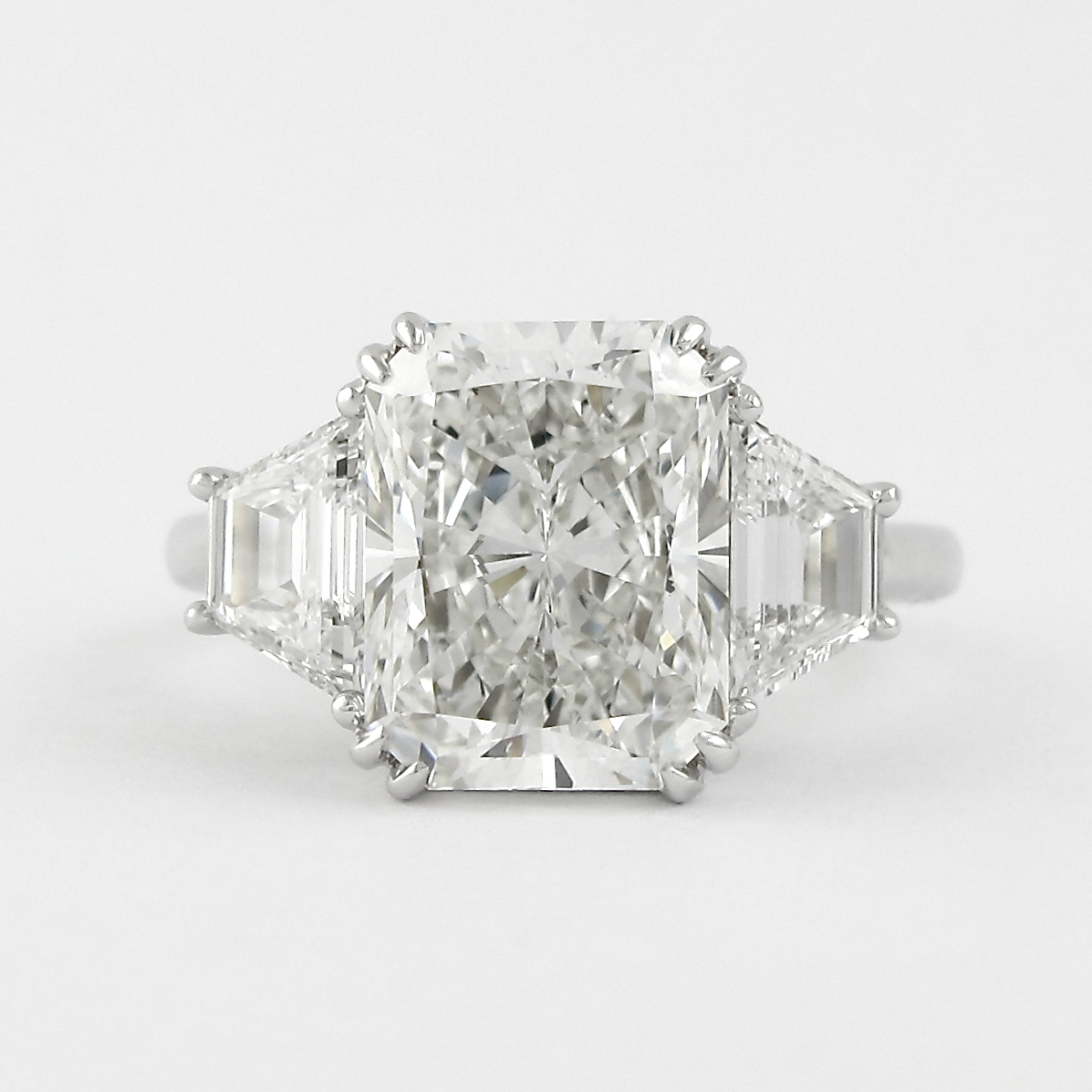 2.50 CT Radiant Three Stone Moissanite Engagement Ring - Barbara Maison 