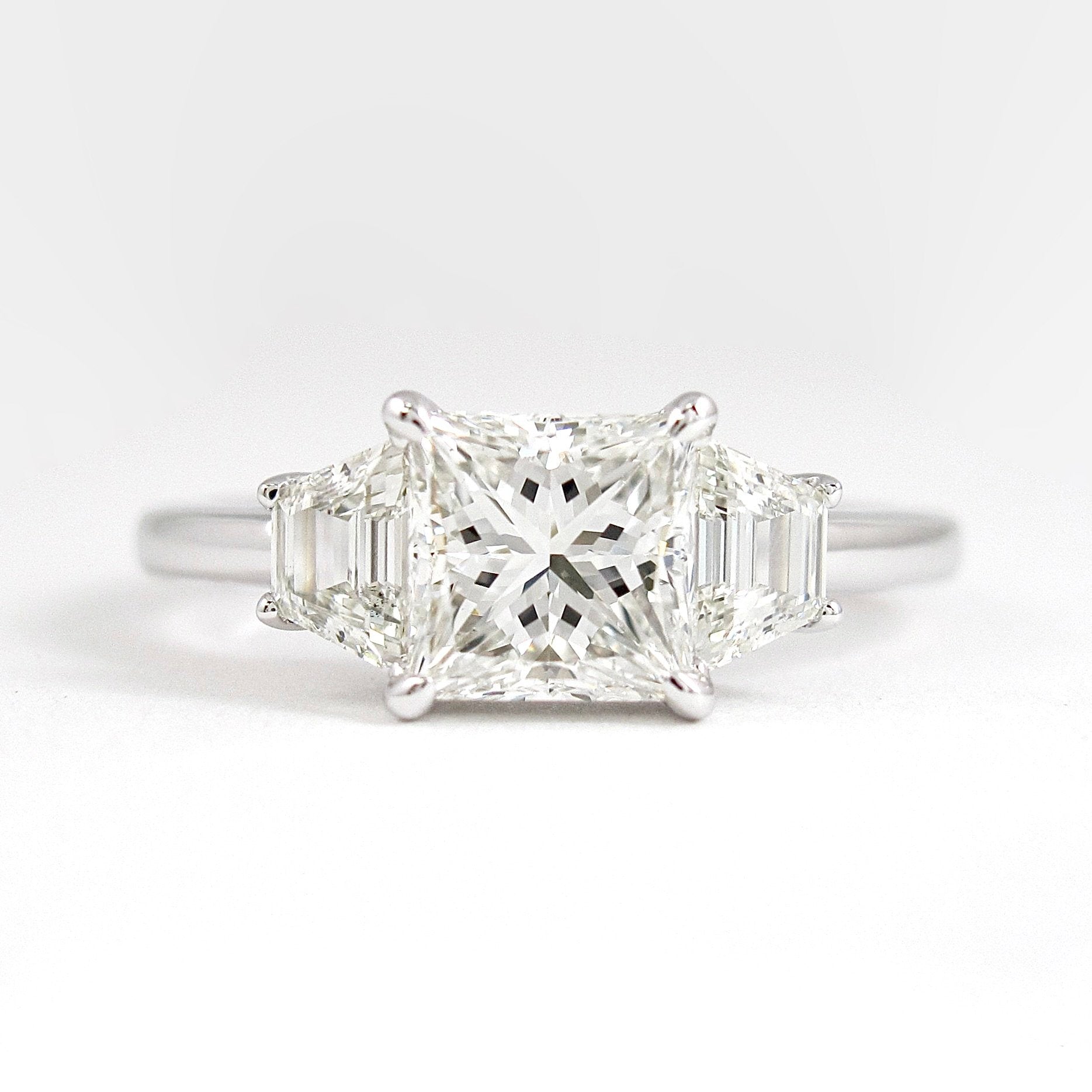 1.75 CT Princess Three Stone Style Moissanite Engagement Ring - Barbara Maison 