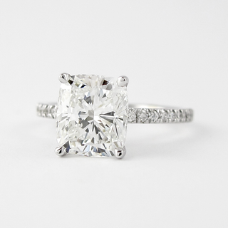 1.5 CT Cushion Solitaire & Pave Moissanite Engagement Ring - Barbara Maison 