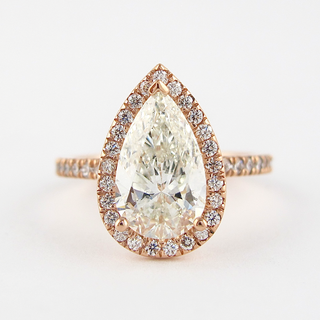 2.10 CT Pear Cut Halo Style Moissanite Engagement Ring - Barbara Maison 