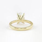 3.8 CT Elongated Cushion Solitaire Pave Moissanite Engagement Ring - Barbara Maison 