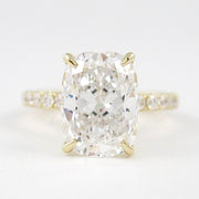 3.8 CT Elongated Cushion Solitaire Pave Moissanite Engagement Ring - Barbara Maison 