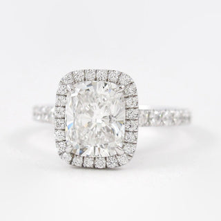 2.0 CT Elongated Cushion Halo Style Moissanite Engagement Ring - Barbara Maison 