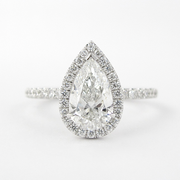 1.5 CT Pear Cut Halo Style Moissanite Engagement Ring - Barbara Maison 