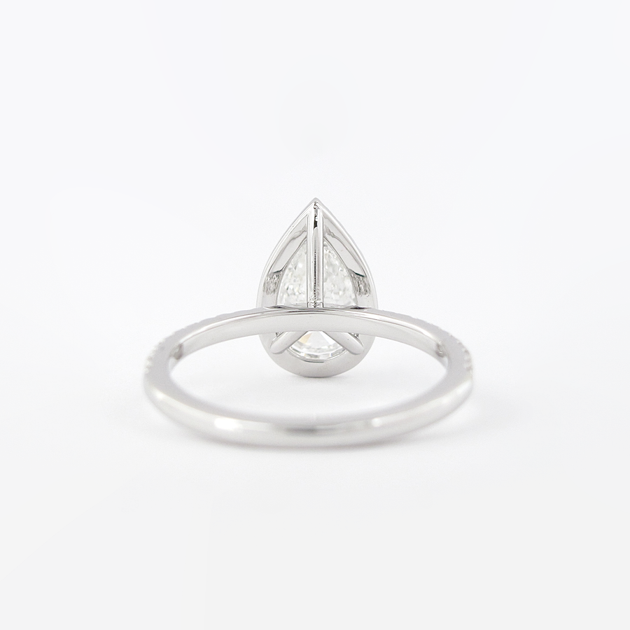 1.5 CT Pear Cut Halo Style Moissanite Engagement Ring - Barbara Maison 