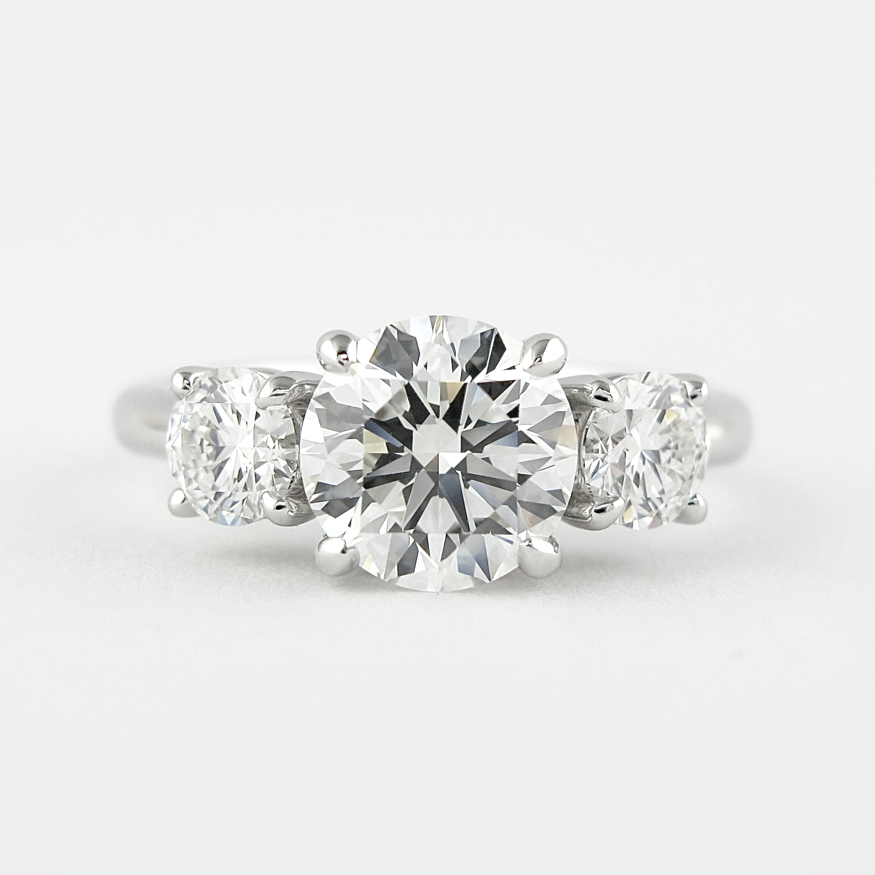 1.20 CT Round Three Stone Moissanite Engagement Ring - Barbara Maison 
