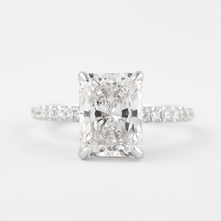 1.80 CT Radiant Hidden Halo & Pave Moissanite Engagement Ring - Barbara Maison 