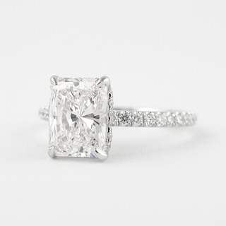 1.80 CT Radiant Hidden Halo & Pave Moissanite Engagement Ring - Barbara Maison 