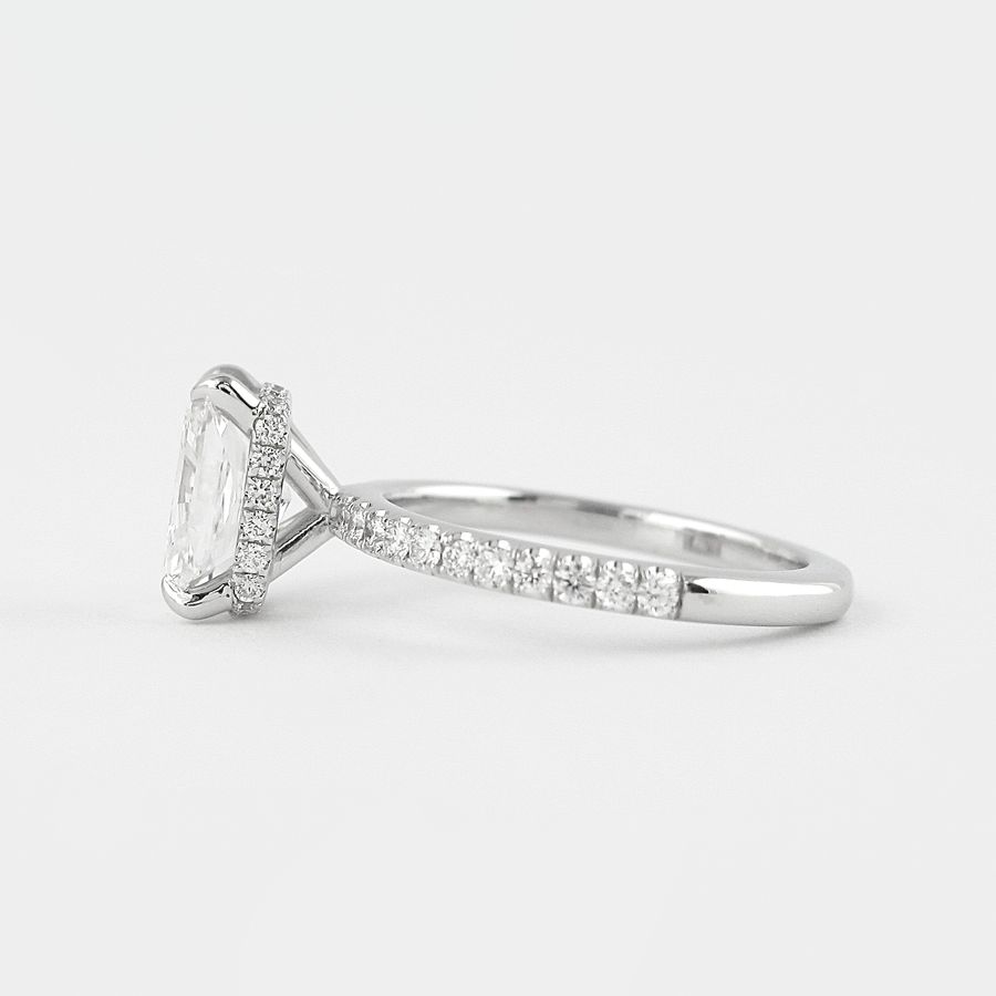 1.80 CT Radiant Hidden Halo & Pave Moissanite Engagement Ring - Barbara Maison 