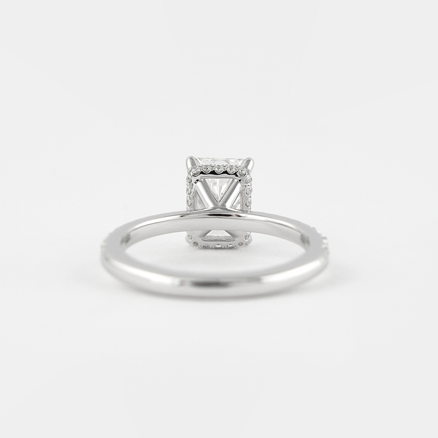 1.80 CT Radiant Hidden Halo & Pave Moissanite Engagement Ring - Barbara Maison 