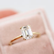 1.55 CT Emerald Cut Solitaire Moissanite Engagement Ring - Barbara Maison 