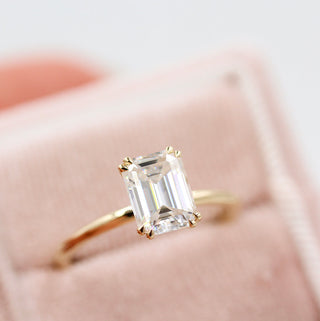 1.55 CT Emerald Cut Solitaire Moissanite Engagement Ring - Barbara Maison 