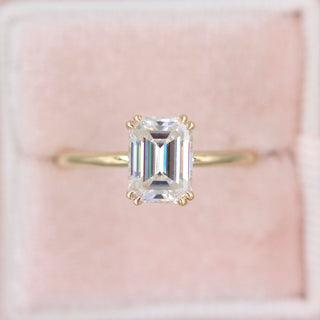 1.55 CT Emerald Cut Solitaire Moissanite Engagement Ring - Barbara Maison 