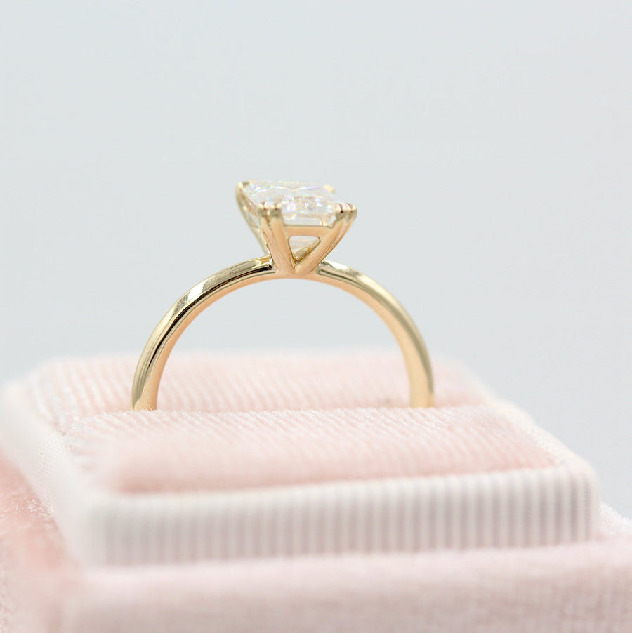 1.55 CT Emerald Cut Solitaire Moissanite Engagement Ring - Barbara Maison 