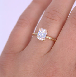 1.55 CT Emerald Cut Solitaire Moissanite Engagement Ring - Barbara Maison 