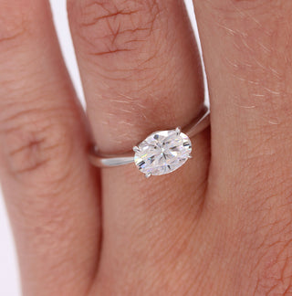 2.0 CT Oval Cut Solitaire Moissanite Engagement Ring - Barbara Maison 