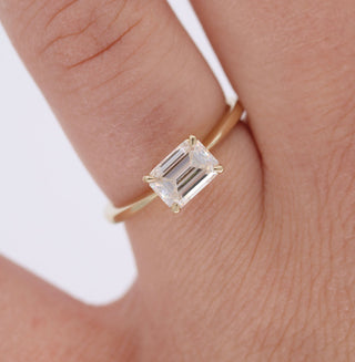 1.55 CT Emerald Cut Solitaire Moissanite Engagement Ring - Barbara Maison 