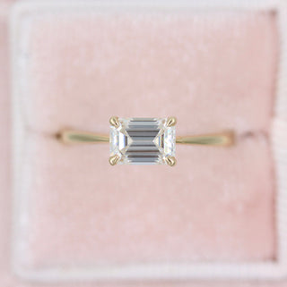 1.55 CT Emerald Cut Solitaire Moissanite Engagement Ring - Barbara Maison 