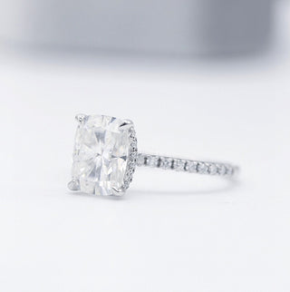 2.01 CT Elongated Cushion Hidden Halo Moissanite Engagement Ring - Barbara Maison 