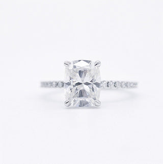 2.01 CT Elongated Cushion Hidden Halo Moissanite Engagement Ring - Barbara Maison 